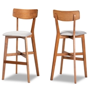 Baxton Studio Cameron Modern and Contemporary Transitional Grey Fabric Upholstered and Walnut Brown Finished Wood 2-Piece Bar Stool Set